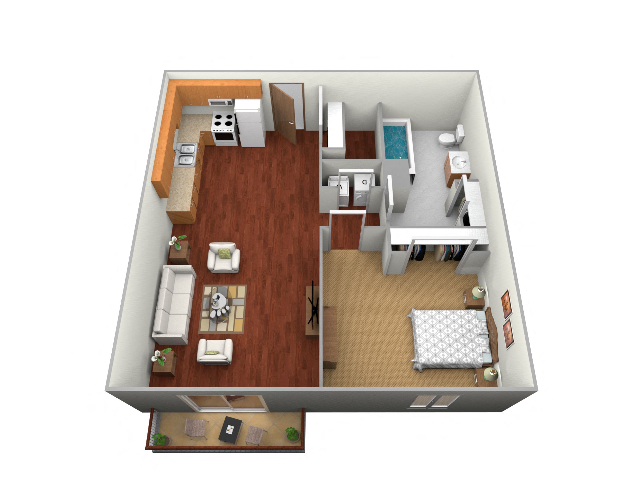 Floor plan for 1 bed, 1 bath, 625 sqft